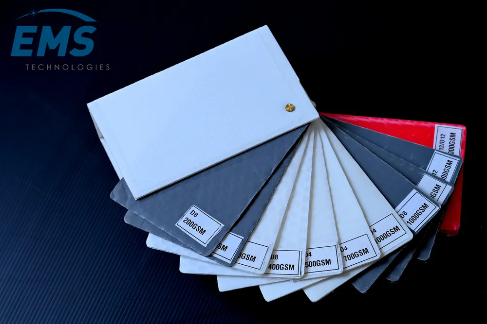 ESD packaging material and colour swatch samples, EMS Technologies