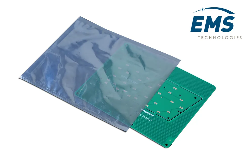 Pink LDPE anti-static bag for electronics packing, EMS Technologies